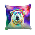 Hippie Animal Polar Bear Decorative Throw Pillow 14x14 Indoor Outdoor Accent Cushion, Fabric Cover with Insert for Sofa, Bed, Porch & Living Room