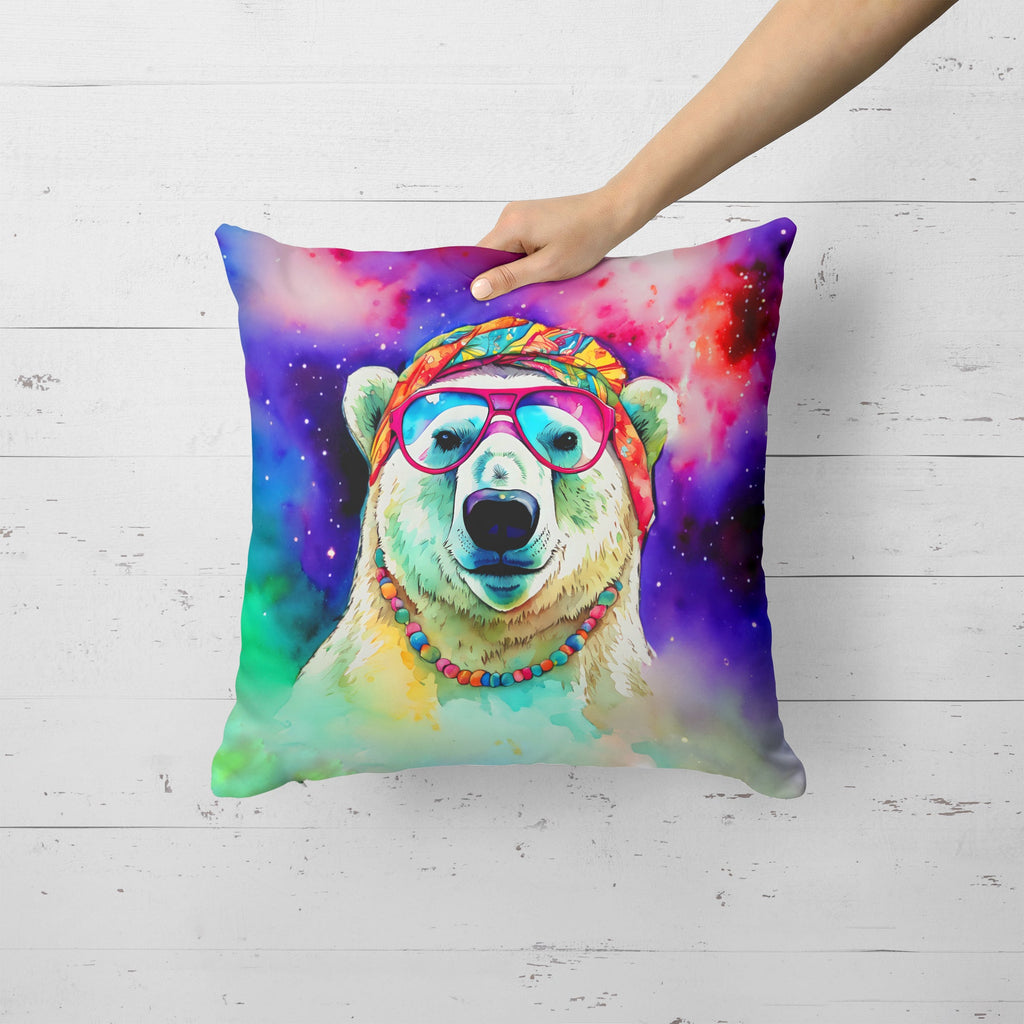Hippie Animal Polar Bear Decorative Throw Pillow 18x18 Indoor Outdoor Accent Cushion, Fabric Cover with Insert for Sofa, Bed, Porch & Living Room