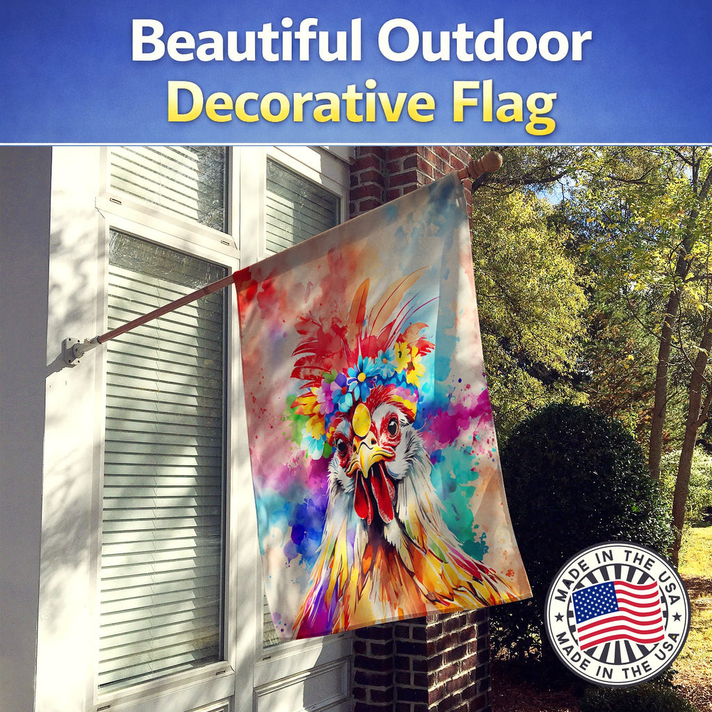 Hippie Animal Polish Poland Rooster House Flag 28x40 Porch Sleeve Pole Decorative Outside Yard Banner Artwork Wall Hanging, Polyester