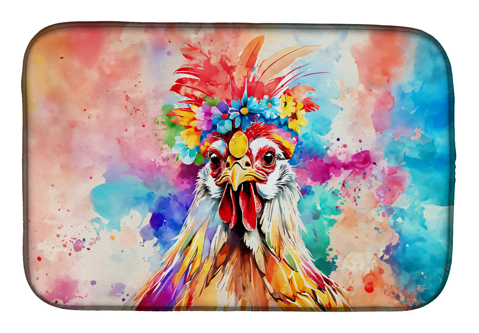 Hippie Animal Polish Poland Rooster Dish Drying Mat Absorbent Dish Drying Mat Pad for Kitchen Counter Dish Drainer Mat for Countertop, 14 x 21", Multicolor