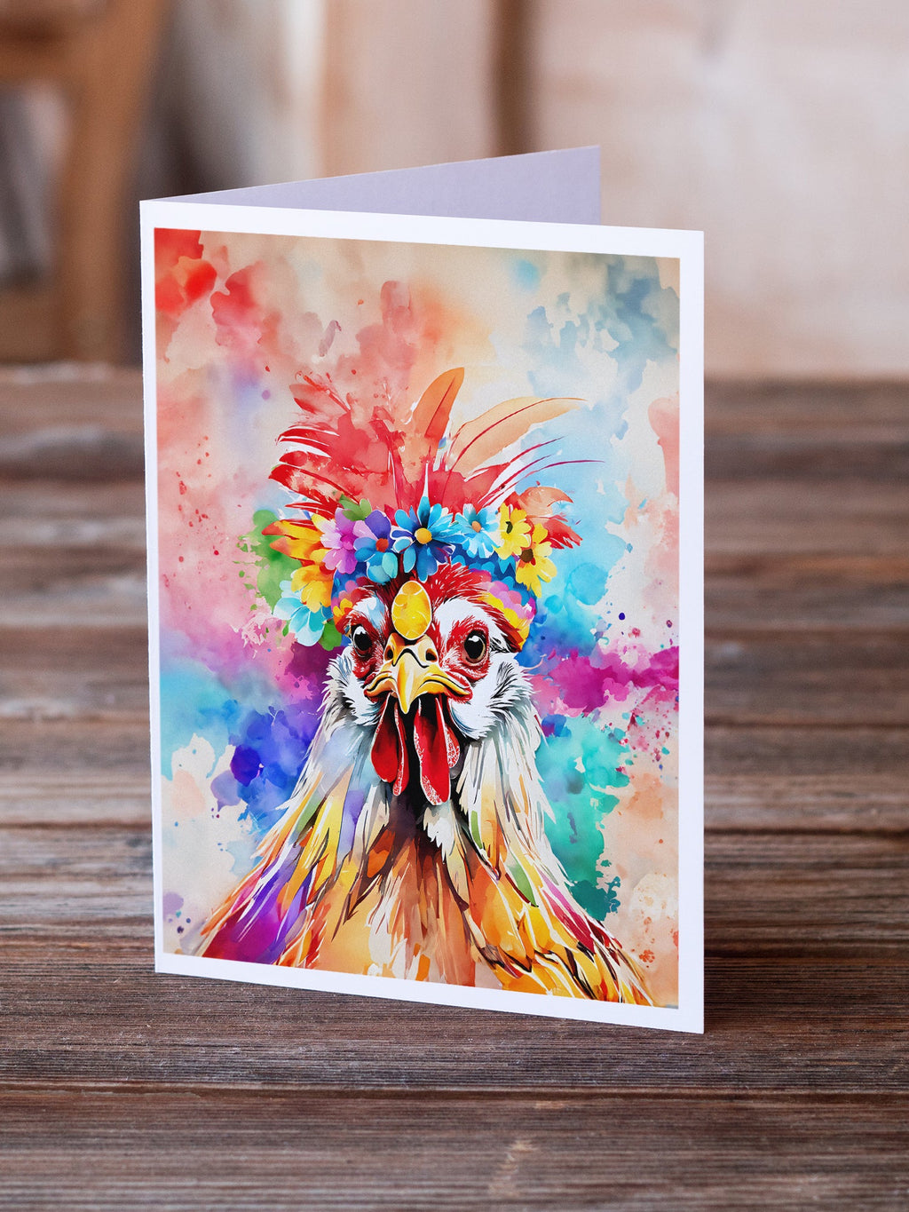 Hippie Animal Polish Poland Rooster Greeting Cards Pack of 8 Blank Cards with Envelopes Whimsical A7 Size 5x7