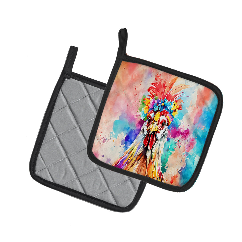 Hippie Animal Polish Poland Rooster Pot Holder Set of 2 Heat Resistant Quilted Hot Pads 7.5 x 7.5 Inch, Insulated Kitchen Trivets for Cooking & Baking