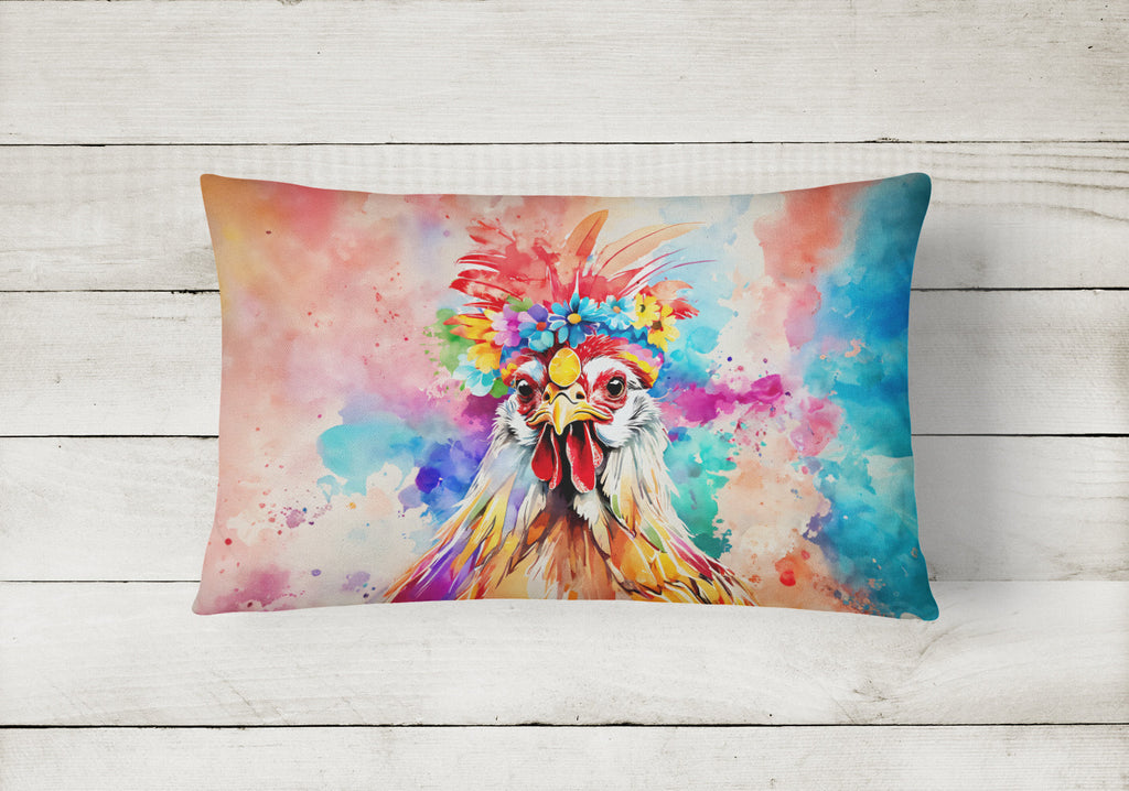 Hippie Animal Polish Poland Rooster Decorative Throw Pillow 12x16 Indoor Outdoor Accent Cushion, Fabric Cover with Insert for Sofa, Bed, Porch & Living Room