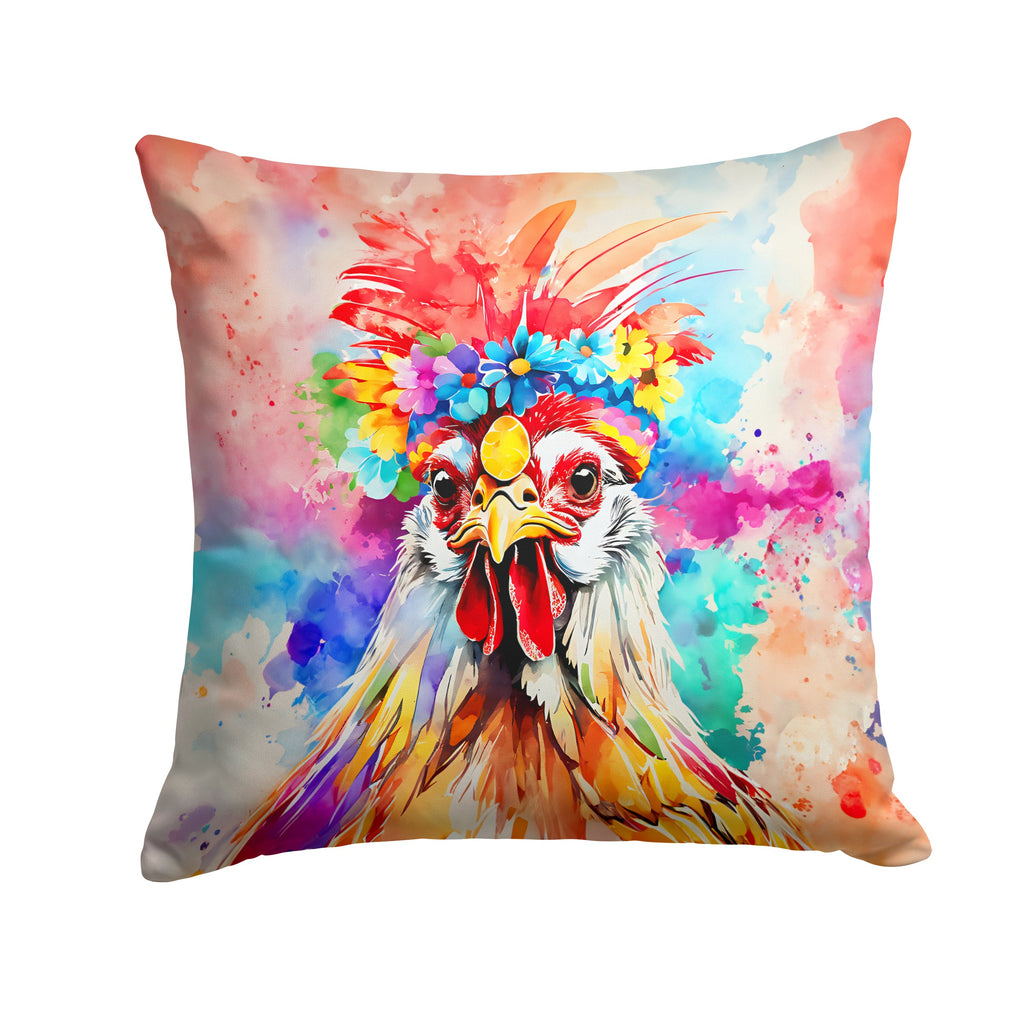 Hippie Animal Polish Poland Rooster Decorative Throw Pillow 18x18 Indoor Outdoor Accent Cushion, Fabric Cover with Insert for Sofa, Bed, Porch & Living Room