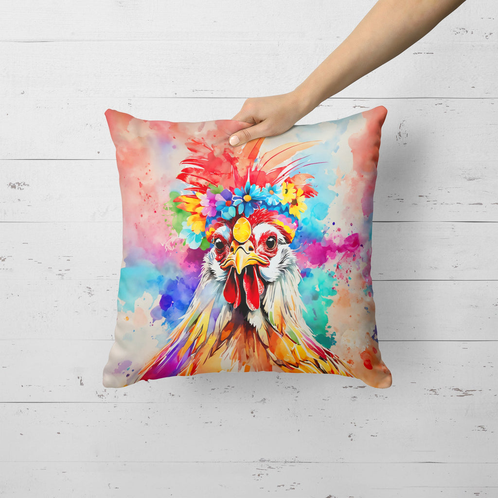 Hippie Animal Polish Poland Rooster Decorative Throw Pillow 18x18 Indoor Outdoor Accent Cushion, Fabric Cover with Insert for Sofa, Bed, Porch & Living Room