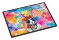 Hippie Animal Rabbit Doormat Indoor Outdoor 18H X 27W Front Door Mat Rugs for Entryway, Non Slip Washable