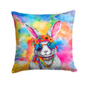 Hippie Animal Rabbit Decorative Throw Pillow 18x18 Indoor Outdoor Accent Cushion, Fabric Cover with Insert for Sofa, Bed, Porch & Living Room