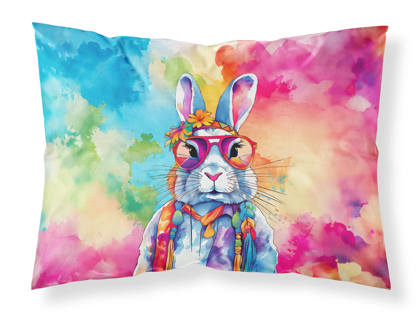 Hippie Animal Rabbit Standard Pillowcase Lightweight Super Soft Easy Care Decorative Artwork Pillowcase, Standard