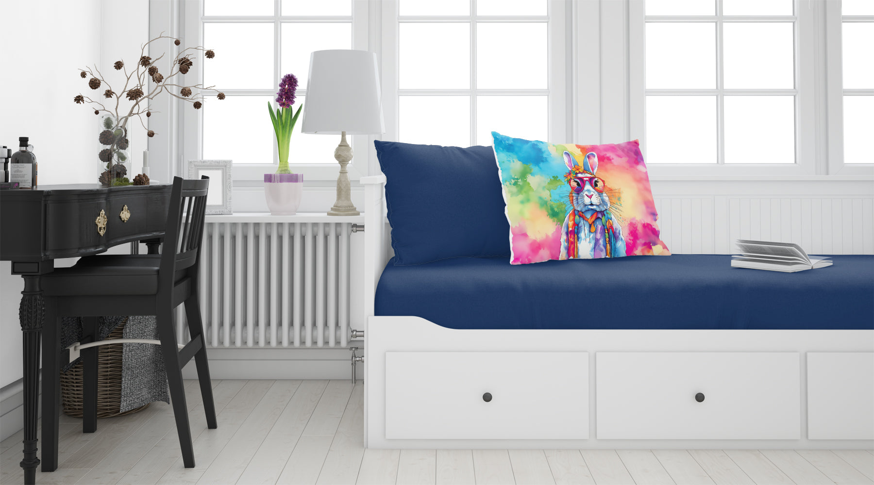 Hippie Animal Rabbit Standard Pillowcase Lightweight Super Soft Easy Care Decorative Artwork Pillowcase, Standard
