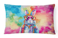 Hippie Animal Rabbit Decorative Throw Pillow 12x16 Indoor Outdoor Accent Cushion, Fabric Cover with Insert for Sofa, Bed, Porch & Living Room