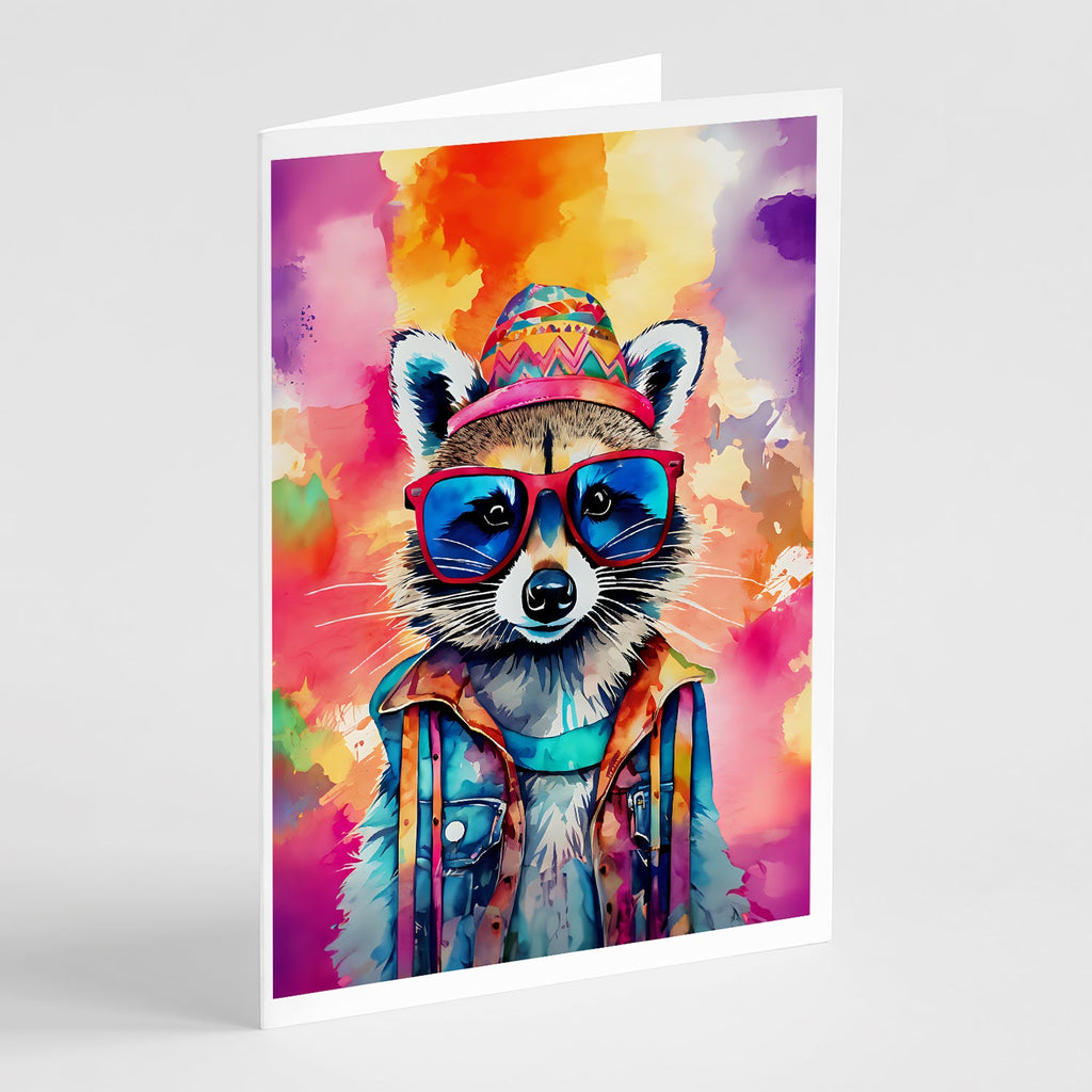 Hippie Animal Raccoon Greeting Cards Pack of 8 Blank Cards with Envelopes Whimsical A7 Size 5x7