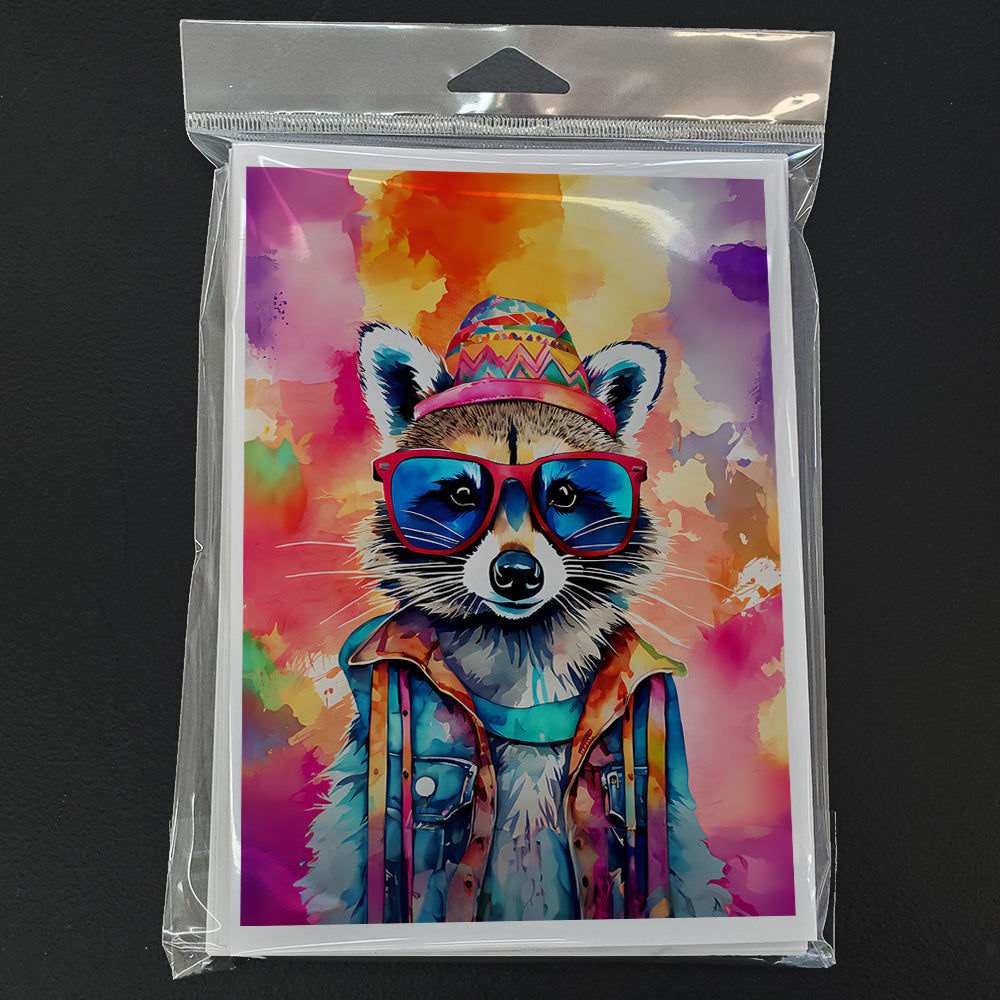 Hippie Animal Raccoon Greeting Cards Pack of 8 Blank Cards with Envelopes Whimsical A7 Size 5x7