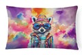 Hippie Animal Raccoon Decorative Throw Pillow 12x16 Indoor Outdoor Accent Cushion, Fabric Cover with Insert for Sofa, Bed, Porch & Living Room