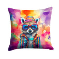 Hippie Animal Raccoon Decorative Throw Pillow 18x18 Indoor Outdoor Accent Cushion, Fabric Cover with Insert for Sofa, Bed, Porch & Living Room