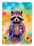 Hippie Animal Raccoon House Flag 28x40 Porch Sleeve Pole Decorative Outside Yard Banner Artwork Wall Hanging, Polyester