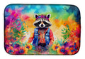 Hippie Animal Raccoon Dish Drying Mat Absorbent Dish Drying Mat Pad for Kitchen Counter Dish Drainer Mat for Countertop, 14 x 21", Multicolor