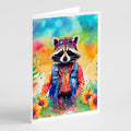 Hippie Animal Raccoon Greeting Cards Pack of 8 Blank Cards with Envelopes Whimsical A7 Size 5x7