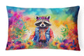 Hippie Animal Raccoon Decorative Throw Pillow 12x16 Indoor Outdoor Accent Cushion, Fabric Cover with Insert for Sofa, Bed, Porch & Living Room