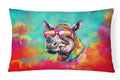 Hippie Animal Rhinoceros Decorative Throw Pillow 12x16 Indoor Outdoor Accent Cushion, Fabric Cover with Insert for Sofa, Bed, Porch & Living Room