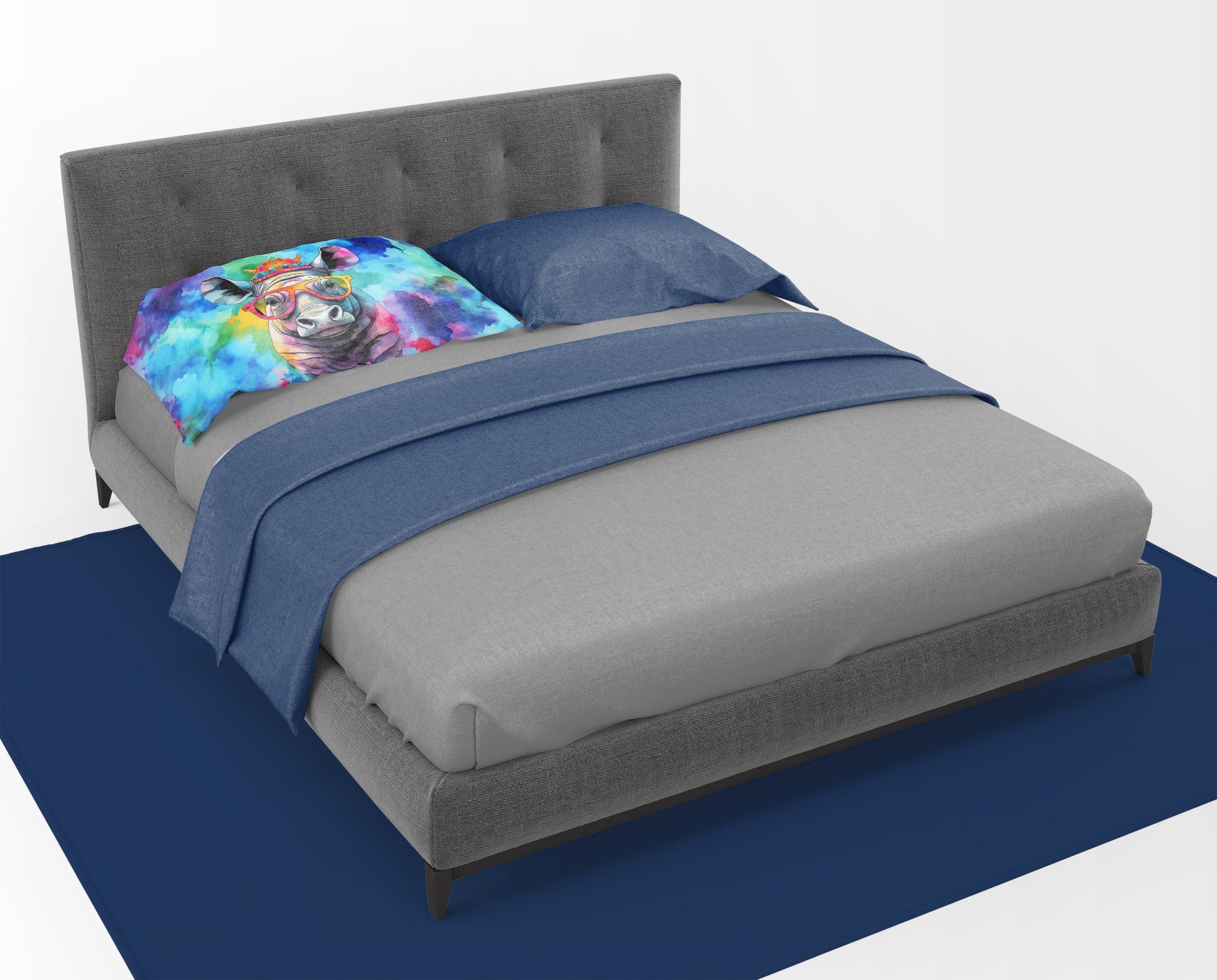 Hippie Animal Rhinoceros Standard Pillowcase Lightweight Super Soft Easy Care Decorative Artwork Pillowcase, Standard