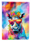 Hippie Animal Rhinoceros House Flag 28x40 Porch Sleeve Pole Decorative Outside Yard Banner Artwork Wall Hanging, Polyester