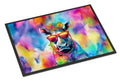 Hippie Animal Rhinoceros Doormat Indoor Outdoor 24H X 36W Front Door Mat Rugs for Entryway, Non Slip Washable Low Pile,