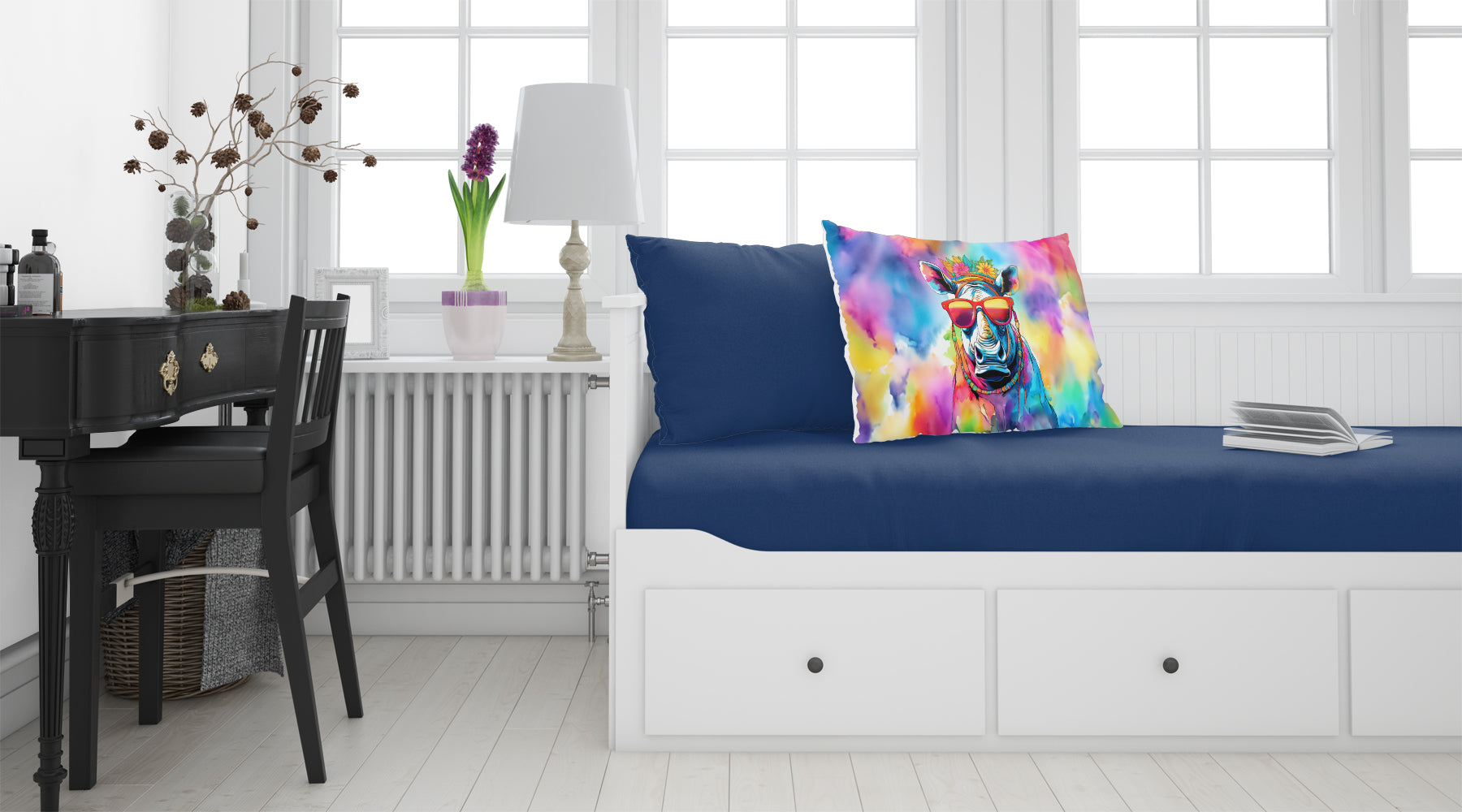 Hippie Animal Rhinoceros Standard Pillowcase Lightweight Super Soft Easy Care Decorative Artwork Pillowcase, Standard
