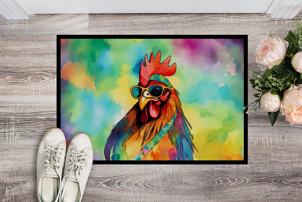 Hippie Animal Rooster Doormat Indoor Outdoor 24H X 36W Front Door Mat Rugs for Entryway, Non Slip Washable Low Pile,