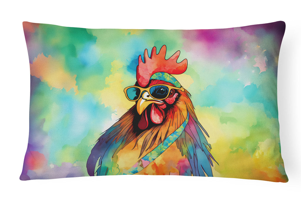 Hippie Animal Rooster Decorative Throw Pillow 12x16 Indoor Outdoor Accent Cushion, Fabric Cover with Insert for Sofa, Bed, Porch & Living Room