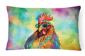 Hippie Animal Rooster Decorative Throw Pillow 12x16 Indoor Outdoor Accent Cushion, Fabric Cover with Insert for Sofa, Bed, Porch & Living Room