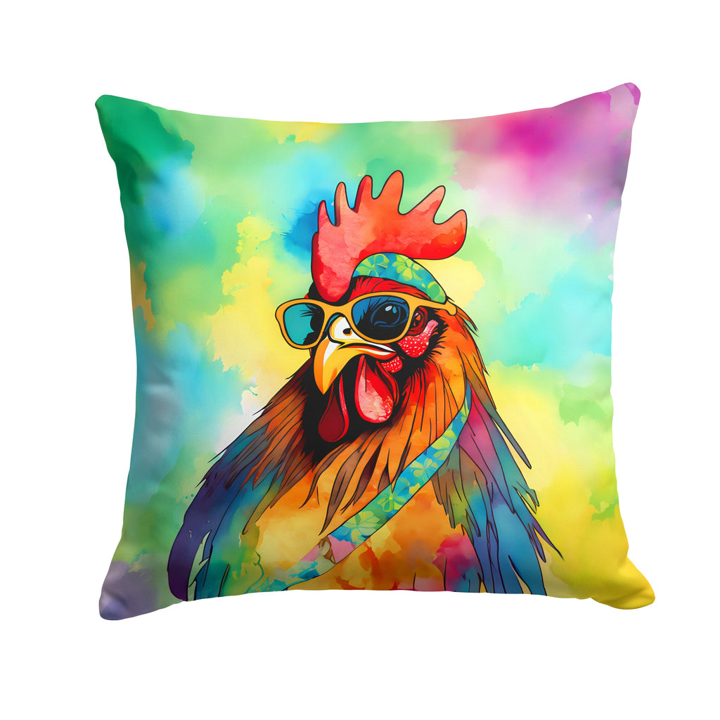 Hippie Animal Rooster Decorative Throw Pillow 18x18 Indoor Outdoor Accent Cushion, Fabric Cover with Insert for Sofa, Bed, Porch & Living Room