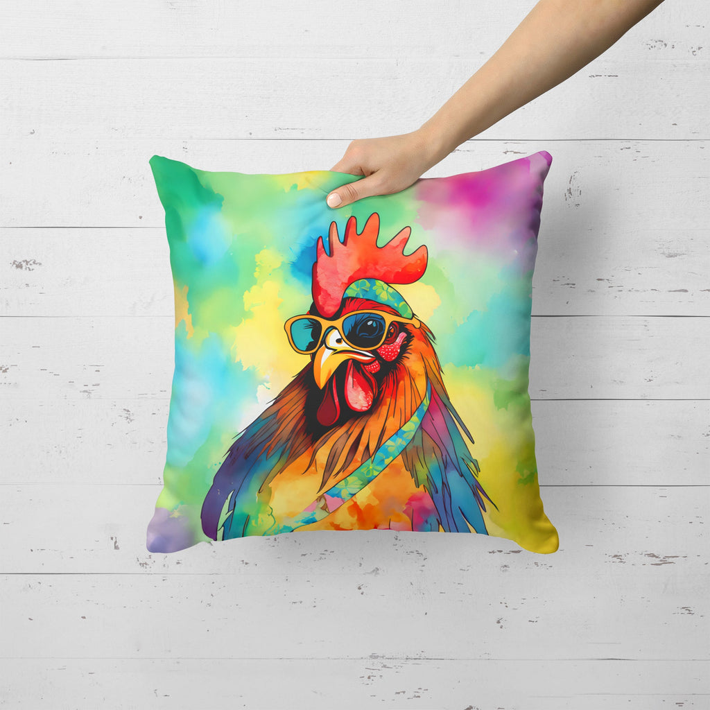 Hippie Animal Rooster Decorative Throw Pillow 18x18 Indoor Outdoor Accent Cushion, Fabric Cover with Insert for Sofa, Bed, Porch & Living Room