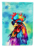 Hippie Animal Rooster House Flag 28x40 Porch Sleeve Pole Decorative Outside Yard Banner Artwork Wall Hanging, Polyester