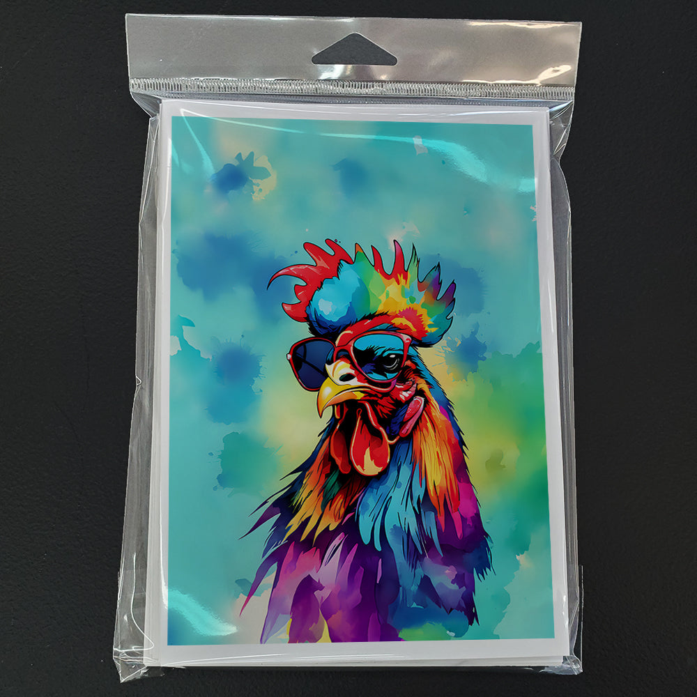 Hippie Animal Rooster Greeting Cards Pack of 8 Blank Cards with Envelopes Whimsical A7 Size 5x7
