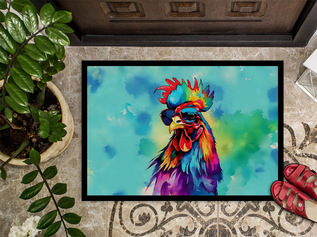 Hippie Animal Rooster Doormat Indoor Outdoor 24H X 36W Front Door Mat Rugs for Entryway, Non Slip Washable Low Pile,