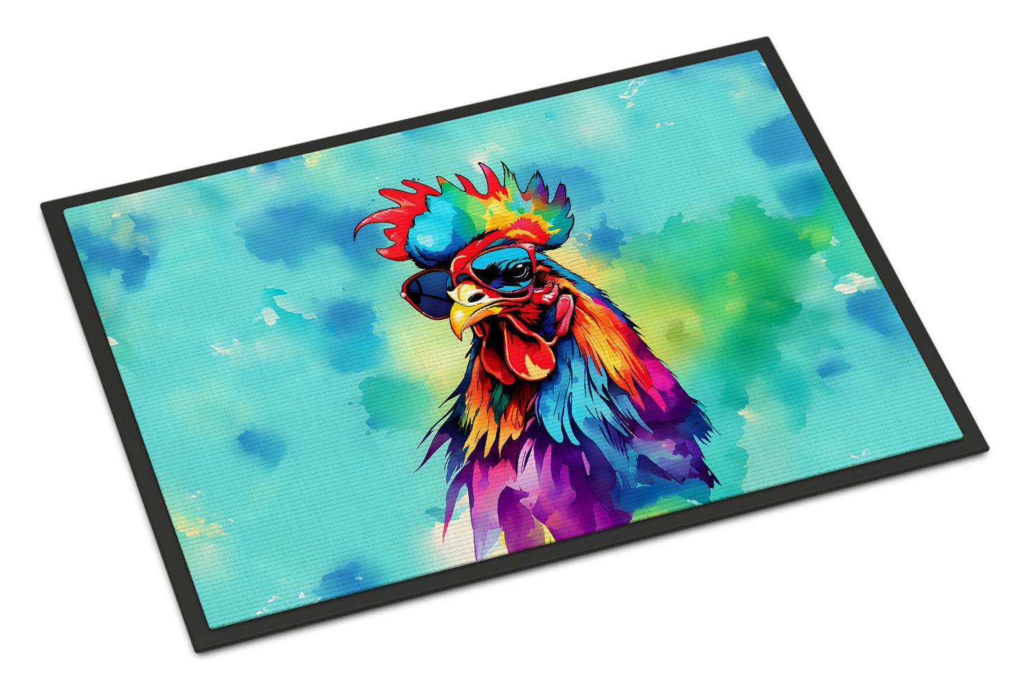 Hippie Animal Rooster Doormat Indoor Outdoor 18H X 27W Front Door Mat Rugs for Entryway, Non Slip Washable