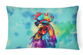 Hippie Animal Rooster Decorative Throw Pillow 12x16 Indoor Outdoor Accent Cushion, Fabric Cover with Insert for Sofa, Bed, Porch & Living Room