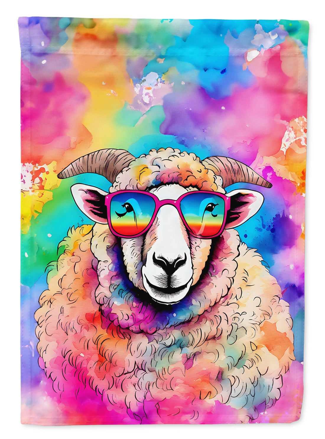 Hippie Animal Sheep House Flag 28x40 Porch Sleeve Pole Decorative Outside Yard Banner Artwork Wall Hanging, Polyester