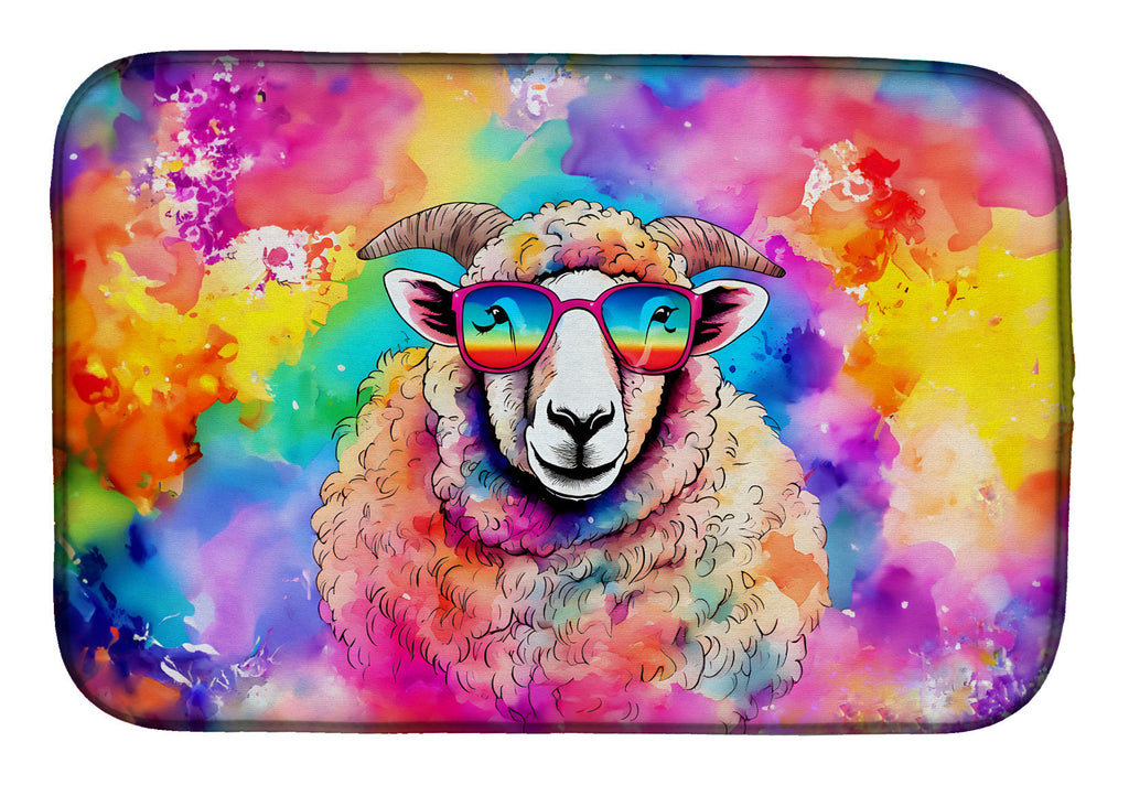 Hippie Animal Sheep Dish Drying Mat Absorbent Dish Drying Mat Pad for Kitchen Counter Dish Drainer Mat for Countertop, 14 x 21", Multicolor
