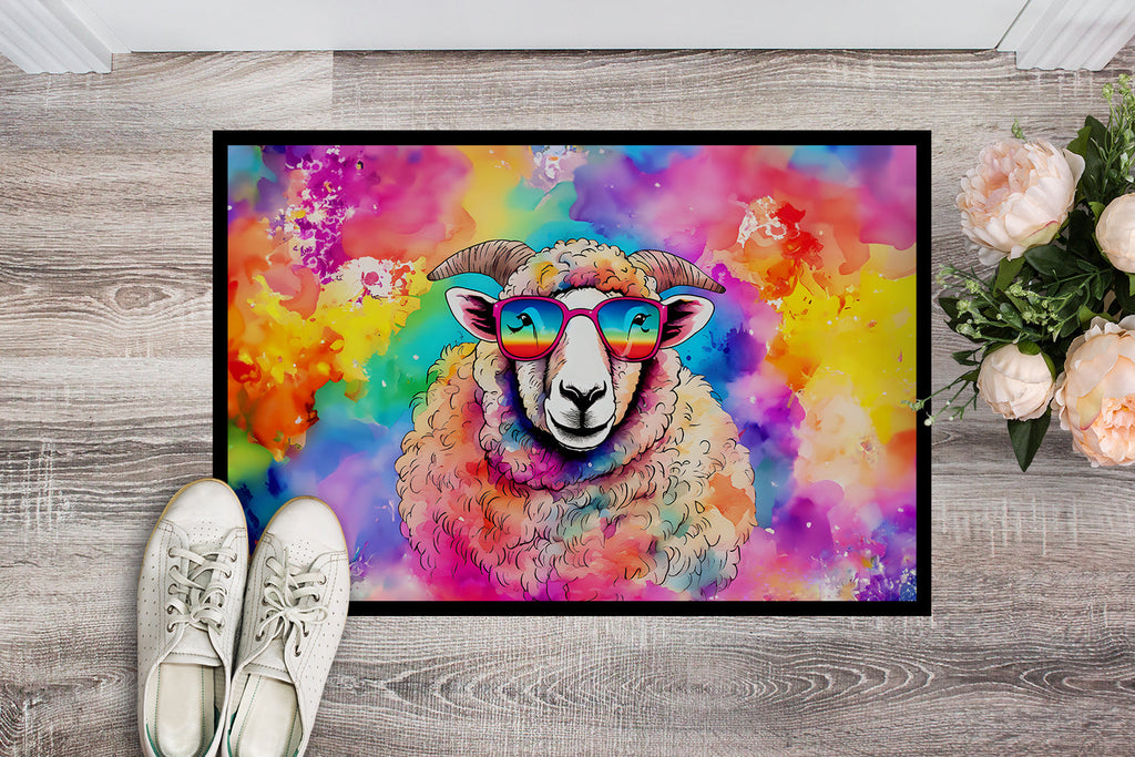 Hippie Animal Sheep Doormat Indoor Outdoor 24H X 36W Front Door Mat Rugs for Entryway, Non Slip Washable Low Pile,