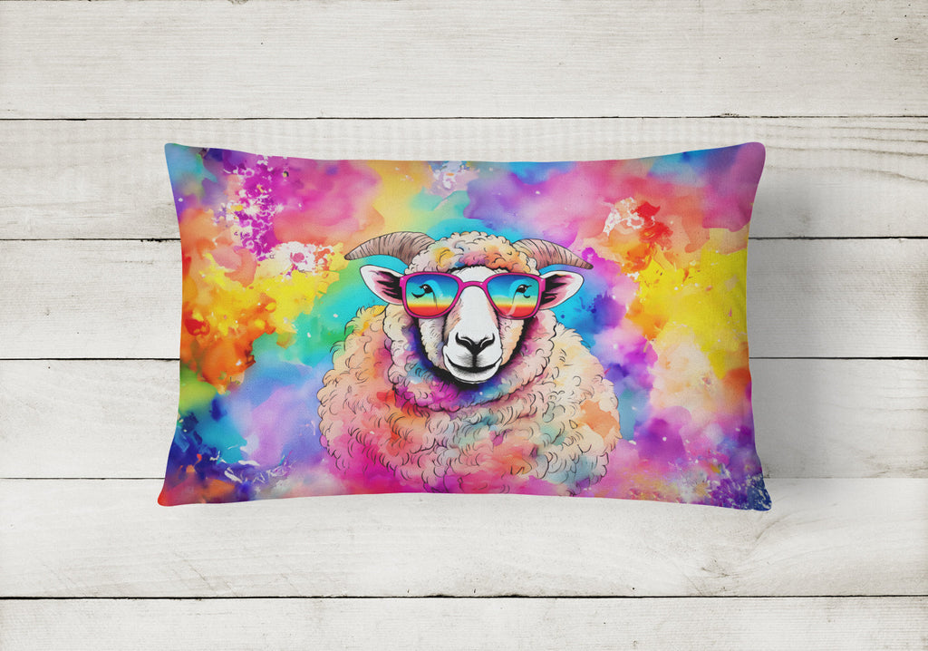 Hippie Animal Sheep Decorative Throw Pillow 12x16 Indoor Outdoor Accent Cushion, Fabric Cover with Insert for Sofa, Bed, Porch & Living Room