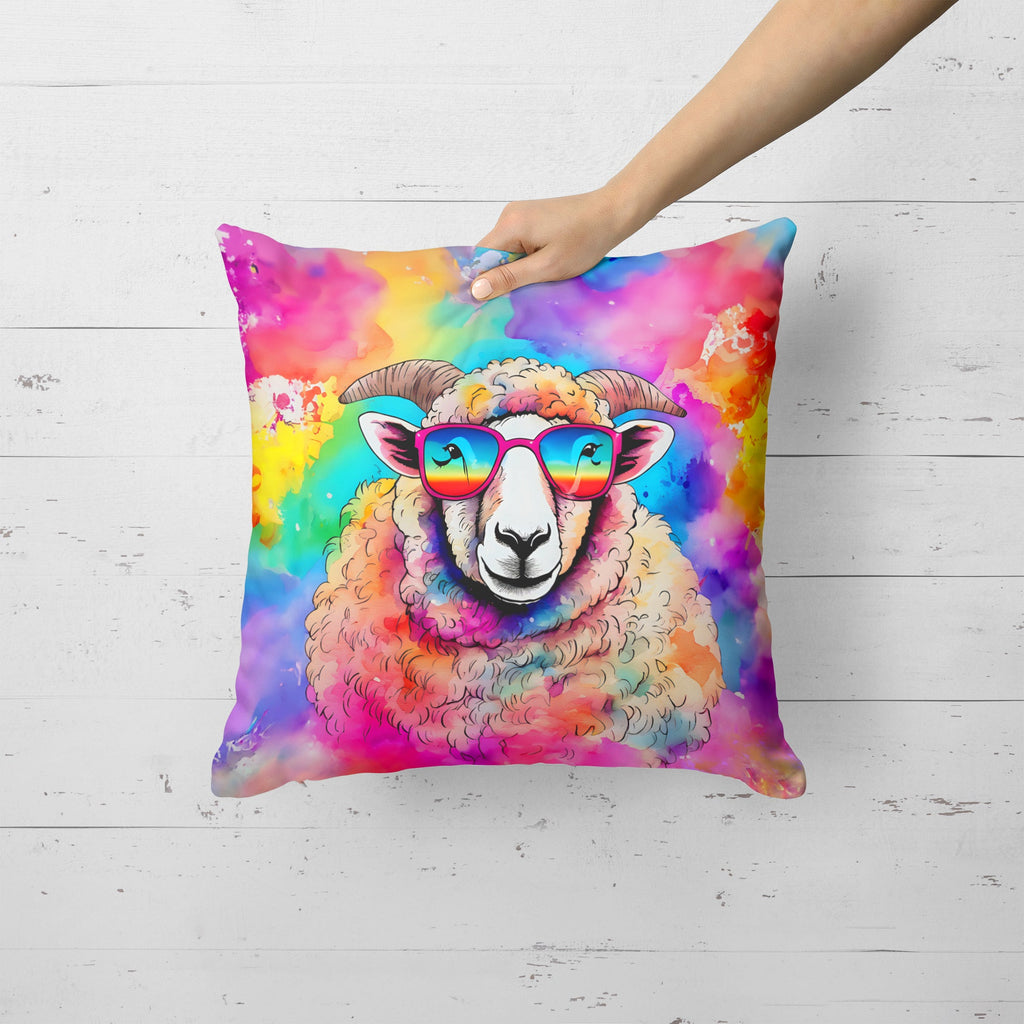 Hippie Animal Sheep Decorative Throw Pillow 18x18 Indoor Outdoor Accent Cushion, Fabric Cover with Insert for Sofa, Bed, Porch & Living Room