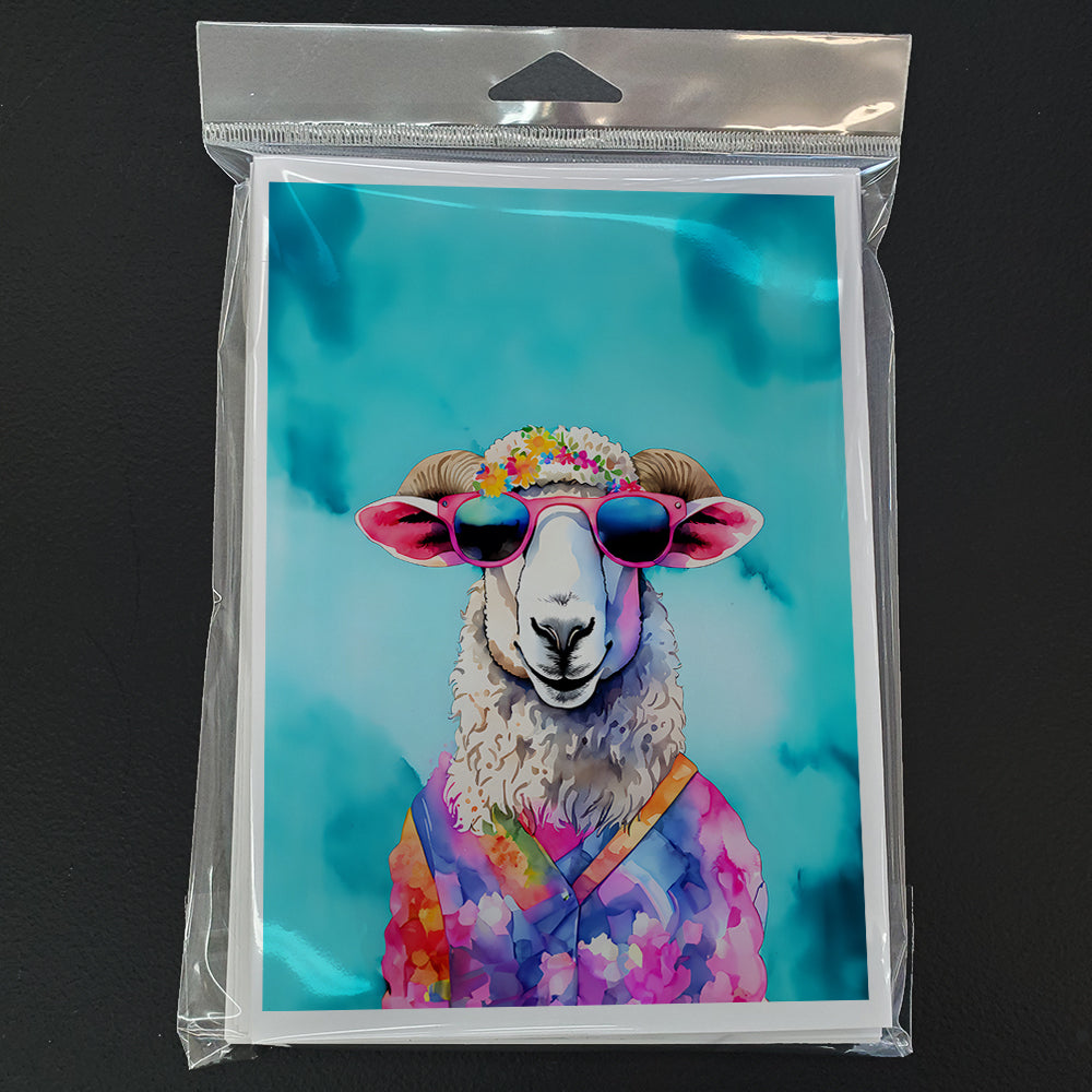 Hippie Animal Sheep Greeting Cards Pack of 8 Blank Cards with Envelopes Whimsical A7 Size 5x7