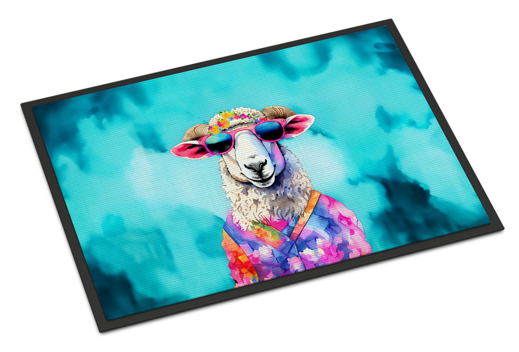 Hippie Animal Sheep Doormat Indoor Outdoor 24H X 36W Front Door Mat Rugs for Entryway, Non Slip Washable Low Pile,