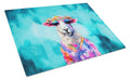 Hippie Animal Sheep Cutting Board Tempered Glass Kitchen Cutting Surface, Heat Resistant Chopping, Non-Slip Feet, Food Prep & Serving