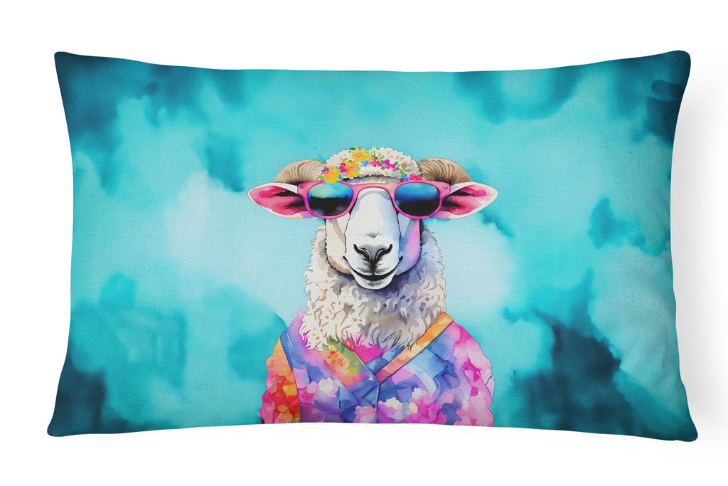 Hippie Animal Sheep Decorative Throw Pillow 12x16 Indoor Outdoor Accent Cushion, Fabric Cover with Insert for Sofa, Bed, Porch & Living Room