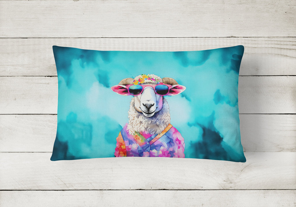 Hippie Animal Sheep Decorative Throw Pillow 12x16 Indoor Outdoor Accent Cushion, Fabric Cover with Insert for Sofa, Bed, Porch & Living Room