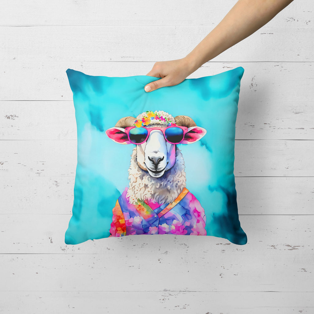 Hippie Animal Sheep Decorative Throw Pillow 18x18 Indoor Outdoor Accent Cushion, Fabric Cover with Insert for Sofa, Bed, Porch & Living Room