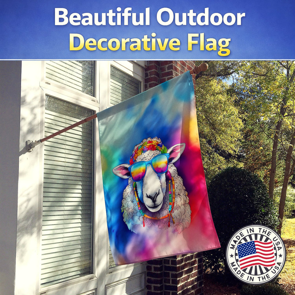 Hippie Animal Sheep House Flag 28x40 Porch Sleeve Pole Decorative Outside Yard Banner Artwork Wall Hanging, Polyester