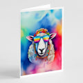 Hippie Animal Sheep Greeting Cards Pack of 8 Blank Cards with Envelopes Whimsical A7 Size 5x7